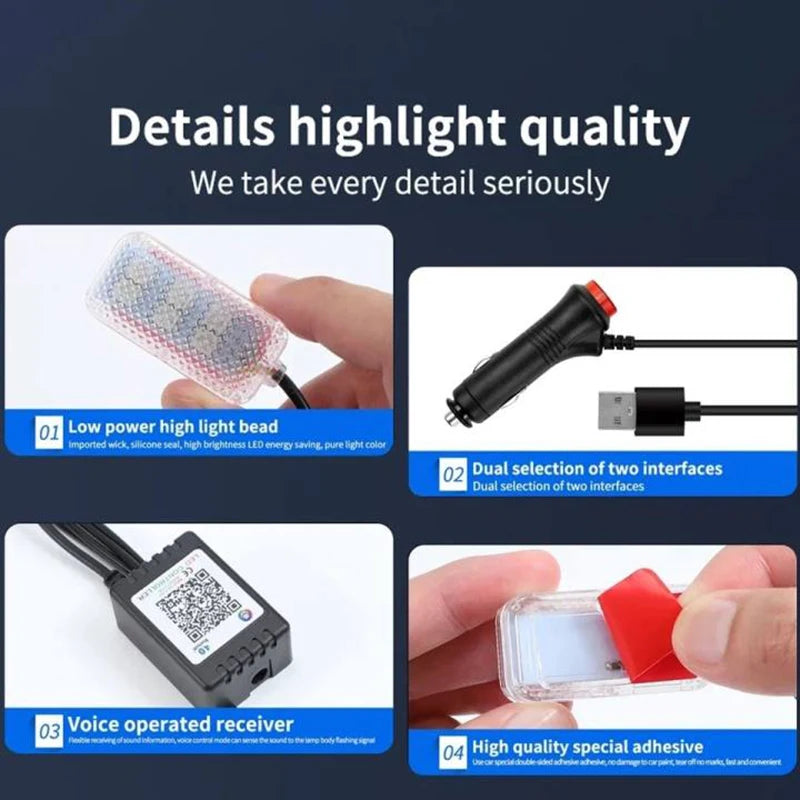 Neon Dual control LED Interior Ambient Light - Bluetooth Controlled