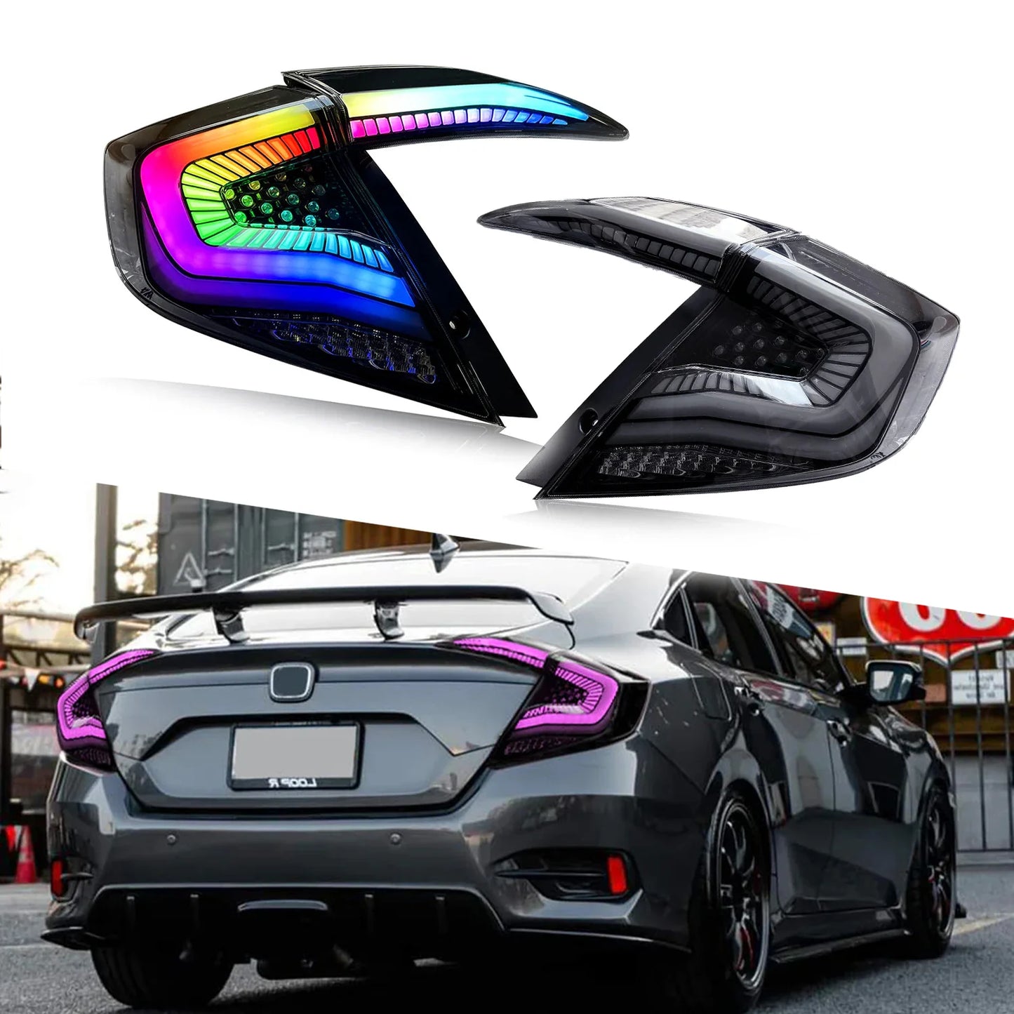 RGB & LED Taillights for Honda Civic Sedan 2016-2021
