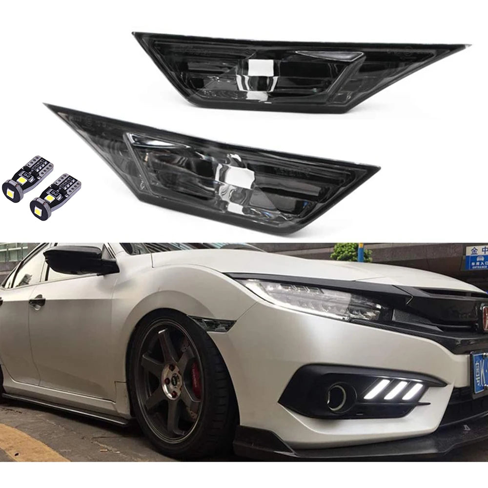 Black Side Markers + LED Bulbs Honda Civic